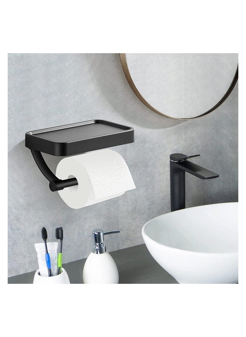 Generic - SYOSI Toilet Paper Holder with Phone Shelf, Stainless Steel Wall Mount, Bathroom Tissue Roll Shelf (1 PCS) - Image 1