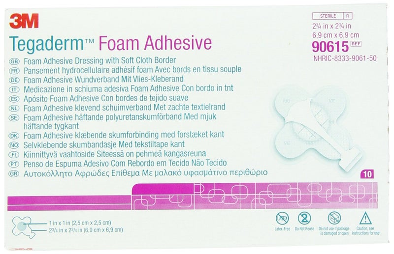 3M Tegaderm Foam Adhesive Dressing 90615Mini Wrap Pack of 40