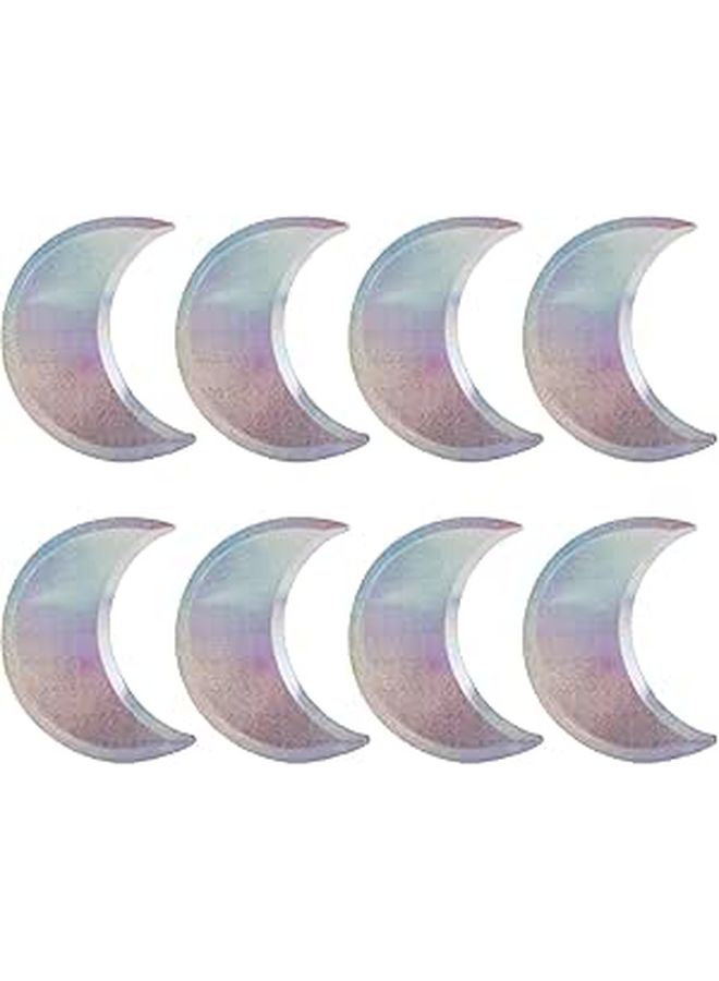 Silver Holographic Disposable Paper Dessert Plates 8 Pack Semi Circle Party Tableware - Image 1