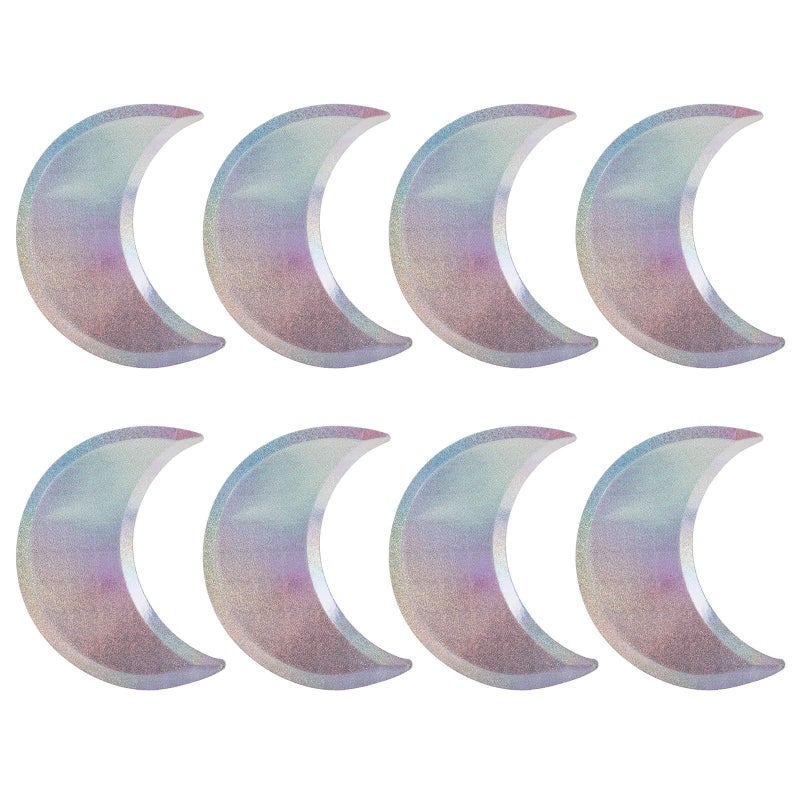Silver Holographic Disposable Paper Dessert Plates 8 Pack Semi Circle Party Tableware - Image 2