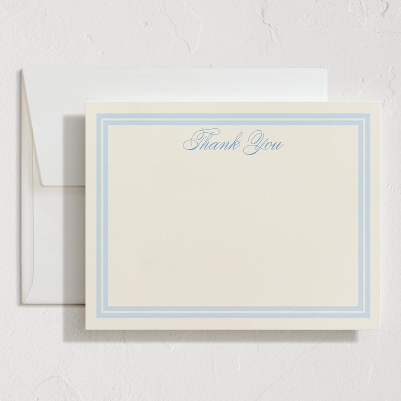 Minted Classic Start Stationery Cards, Blank Thank You Cards and Envelopes, Thank You Notes for Handwritten Messages, Note Cards & Stationery Set for Women and Men, Powder Blue Color Theme - Image 1