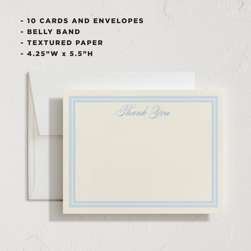 Minted Classic Start Stationery Cards, Blank Thank You Cards and Envelopes, Thank You Notes for Handwritten Messages, Note Cards & Stationery Set for Women and Men, Powder Blue Color Theme - Image 3