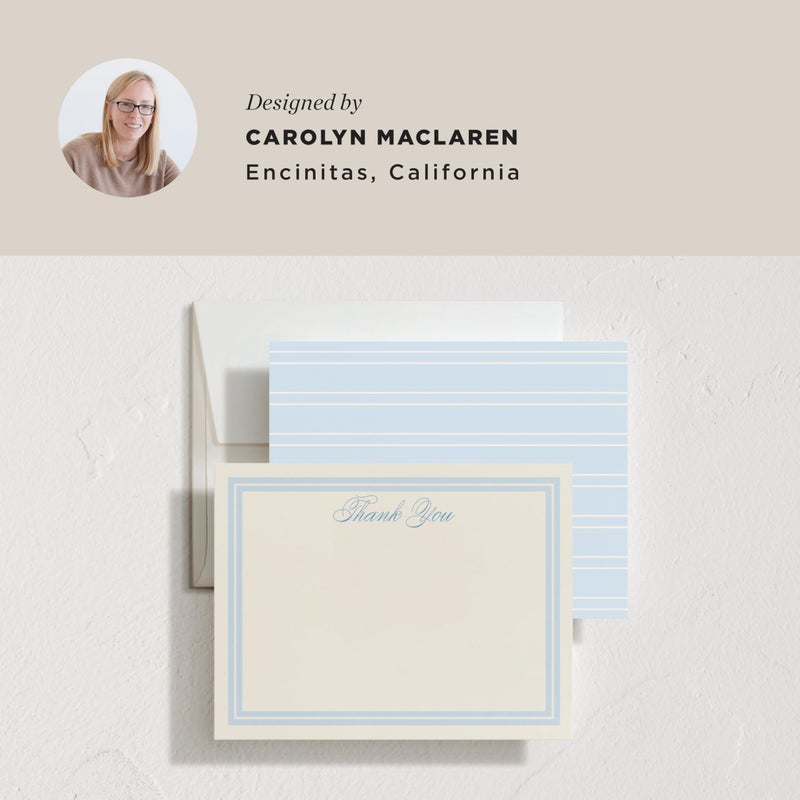 Minted Classic Start Stationery Cards, Blank Thank You Cards and Envelopes, Thank You Notes for Handwritten Messages, Note Cards & Stationery Set for Women and Men, Powder Blue Color Theme - Image 5