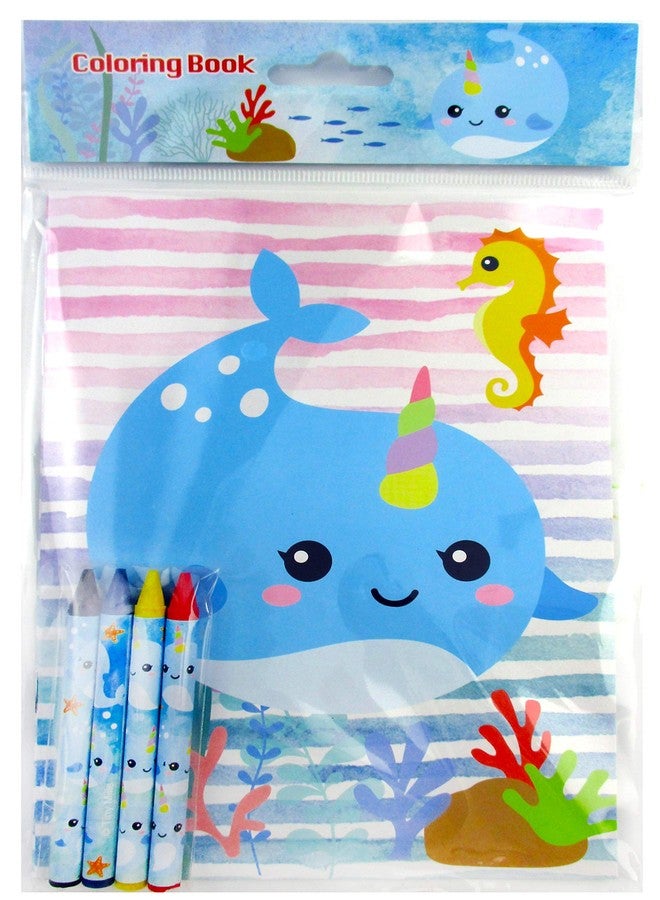 TINYMILLS Narwhals Coloring Book and Crayon Set for Kids Party Favors with 12 Coloring Books and 48 Crayons for Birthday Party Supplies, Narwhal Themed Favor Bag Filler - Image 4