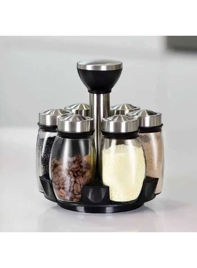 🧂 طقم بهارات مع حامل دوّار 7 قطع – Spice Rack Set EDGING - Image 4