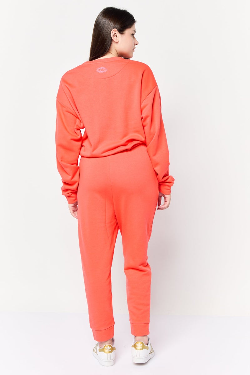 Adidas Women Sportswear Fit Long Sleeves Outdoor Jumpsuit, Orange - Image 4