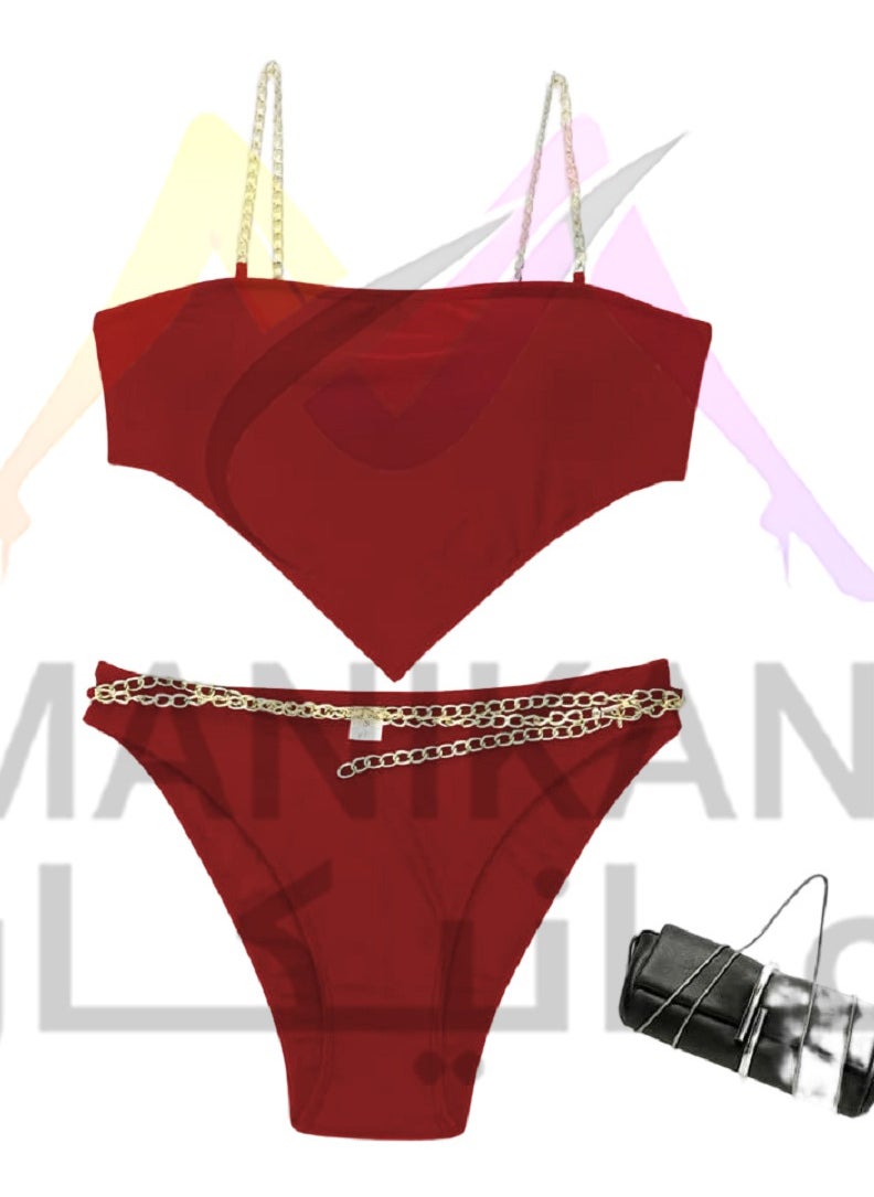 Ward Women's Two-Piece Lingerie Set Decorated with Chains  - Image 2