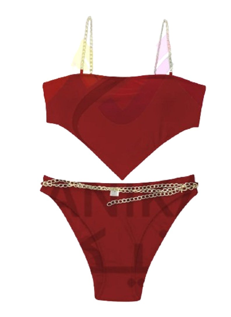 Ward Women's Two-Piece Lingerie Set Decorated with Chains  - Image 1