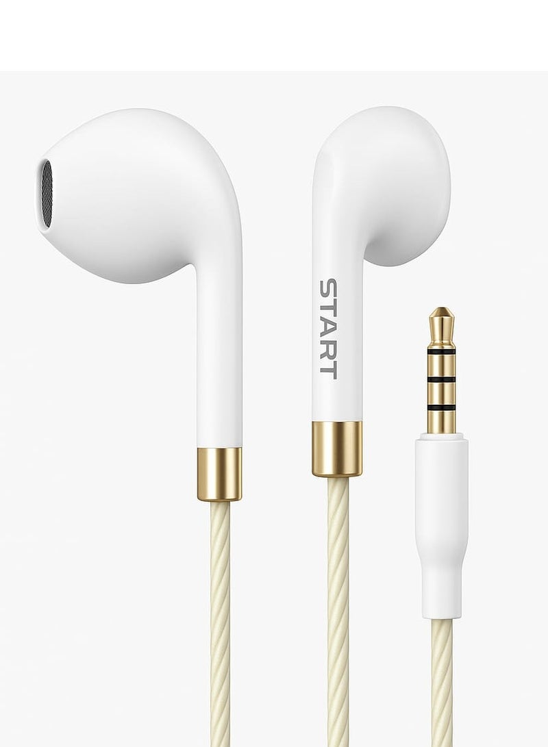 ستارت سماعة أذن سلكية ستارت START ST-03 – Universal Earphone – سماعة موبايل – ميكروفون مدمج – صوت ستيريو عالي – تحكم بالمكالمات – جاك 3.5 ملم – متوافقة مع جميع الهواتف - Image 1