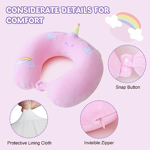 Cirorld Travel Pillow for Kids Adult Cute Neck Pillow for Traveling Memory Foam Airplane Pillow Sleep Mask Animal Flight Pillow Head Rest Neck Support for Cars Long Flights (Pink, 9-12 Y/O) - Image 5