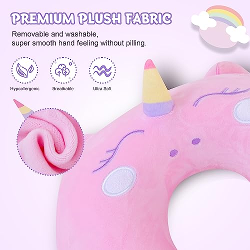 Cirorld Travel Pillow for Kids Adult Cute Neck Pillow for Traveling Memory Foam Airplane Pillow Sleep Mask Animal Flight Pillow Head Rest Neck Support for Cars Long Flights (Pink, 9-12 Y/O) - Image 3