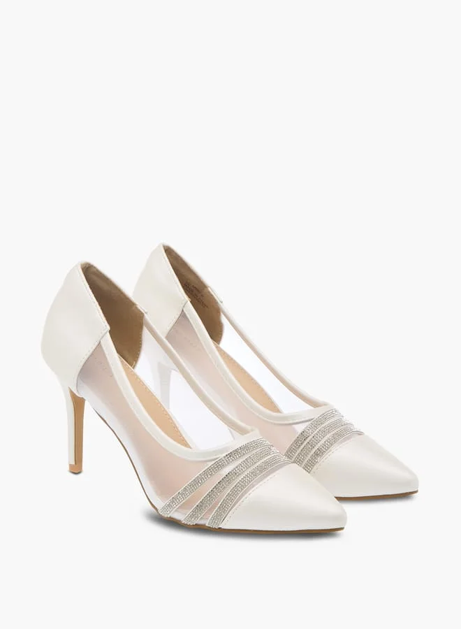 فلورا بيلا من شو إكسبرس كعب نسائي معدني مرصع بالكريستال بإغلاق سهل الارتداء