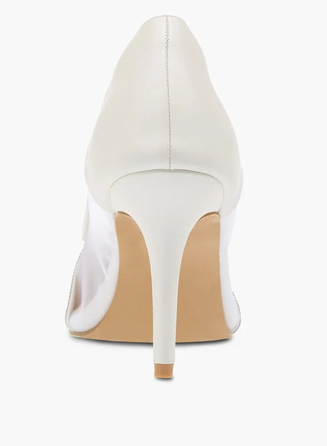 Flora Bella By Shoexpress Womens Metallic Stilettos With Rhinestones And Slip On Closure