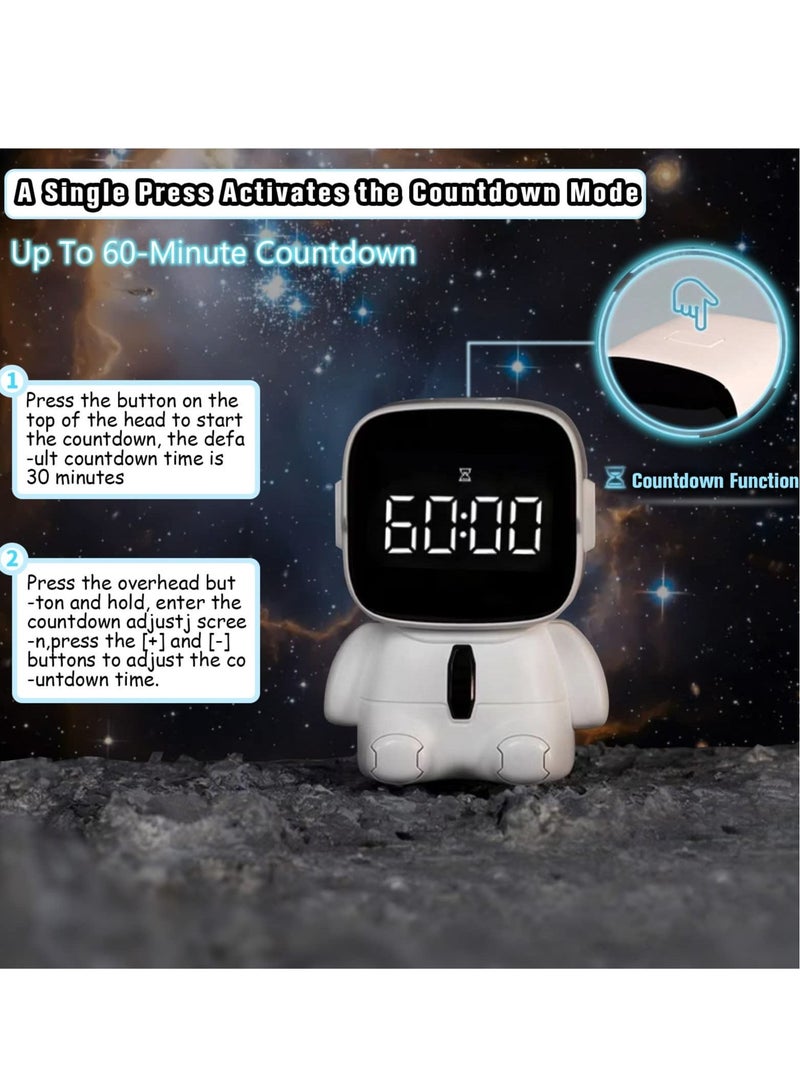 Captaintech Kids Digital Alarm Clock UBC RechargeableLED Electronic Clock 8 Levels of Volume Adjustment, 12/24H 5 Ringtones, Countdown Timer, Birthday Present for Kids Teens Girls Astronaut - Image 4