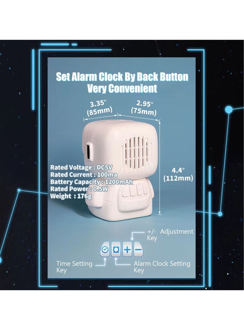 Captaintech Kids Digital Alarm Clock UBC RechargeableLED Electronic Clock 8 Levels of Volume Adjustment, 12/24H 5 Ringtones, Countdown Timer, Birthday Present for Kids Teens Girls Astronaut - Image 3