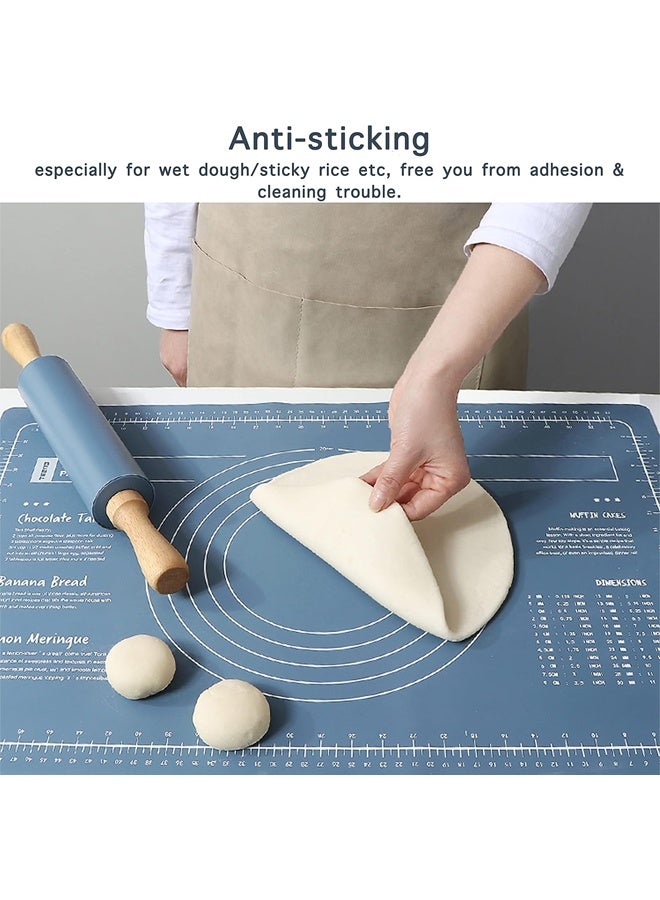DUNISO حصيرة خبز سيليكون كبيرة، حصيرة متعددة الوظائف للعجين، حصيرة طاولة مقاومة للحرارة وغير لاصقة، مضادة للانزلاق ومقاومة للماء، قابلة لإعادة الاستخدام، لتمديد العجين والقياسات، 65 * 45 سم - Image 3