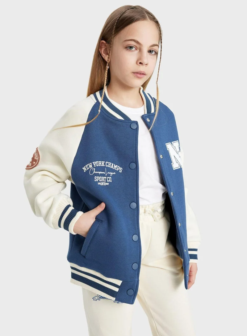 DeFacto Girl College Collar Thick Soft Lined Bomber Cardig