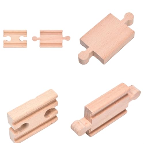 Ioffersuper 12 pcs Wooden Train Track Set, Male-Male Female-Female Bump Tracks, Bridge Pier Track(Random Colour),Cross Tracks and Stop Track Compatible with All Major Brands (Mix) - Image 5
