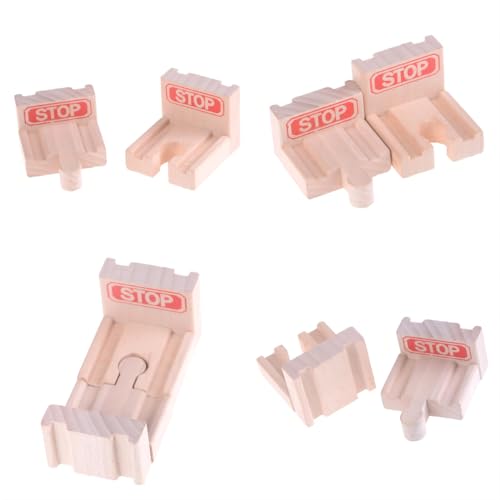 Ioffersuper 12 pcs Wooden Train Track Set, Male-Male Female-Female Bump Tracks, Bridge Pier Track(Random Colour),Cross Tracks and Stop Track Compatible with All Major Brands (Mix) - Image 4