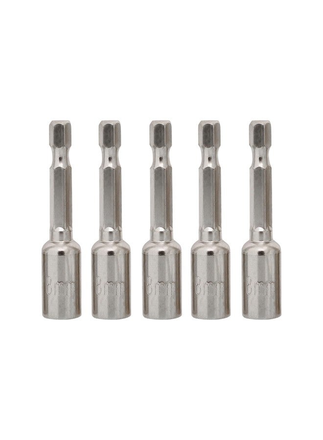 H9 8mm Magnetic Nut Setter Bit Set - 1/4” Hex Shank, 42mm Long, CR-V Steel | Power Drill Socket Adapter for Impact Driver & Screwdriver (Pack of 5) - Image 1