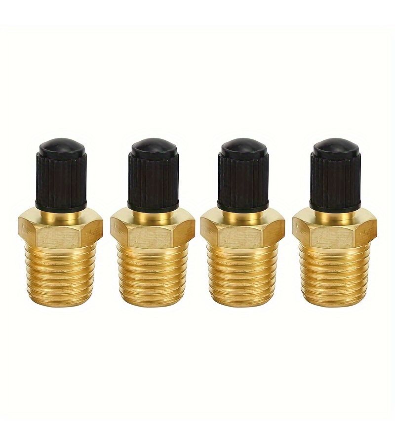 Yellow Brass Schrader Valves 2 Pack 1/4 Inch NPT for Air Compressor Tanks - Image 1