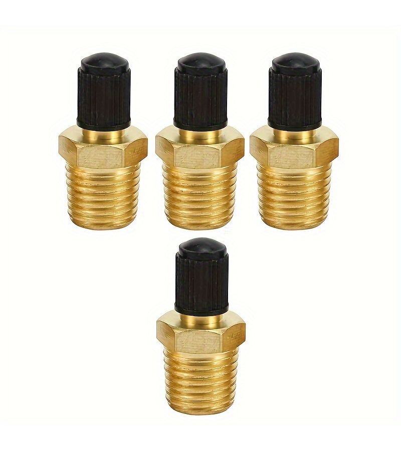 Yellow Brass Schrader Valves 2 Pack 1/4 Inch NPT for Air Compressor Tanks - Image 3