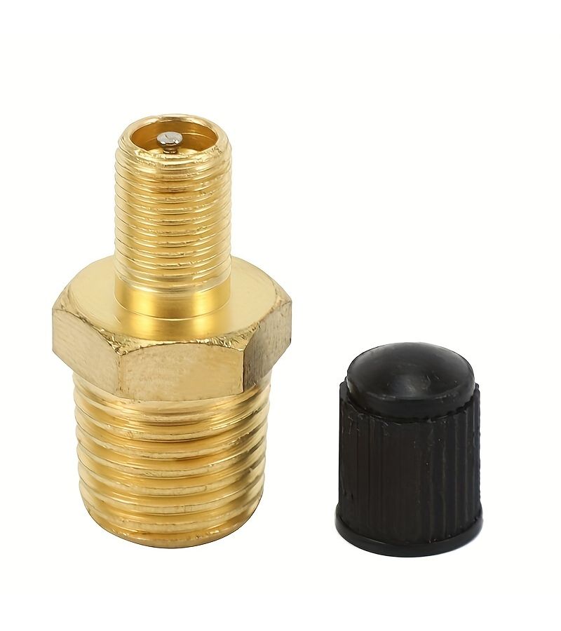 Yellow Brass Schrader Valves 2 Pack 1/4 Inch NPT for Air Compressor Tanks - Image 4