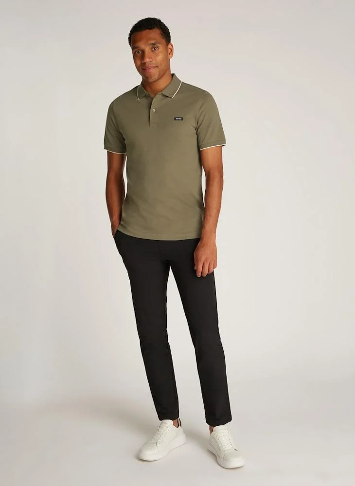 CALVIN KLEIN Logo Detail Polo Shirt With Tipping Collar