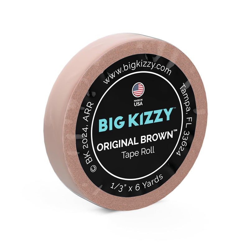 Big Kizzy Big Kizzy Double Sided Tape in Hair Extension Tape Roll  Original Brown Tape Roll 313 x 6 Yards  Natural Hold Brown Replacement Tape Made in USA Medical Grade Adhesive