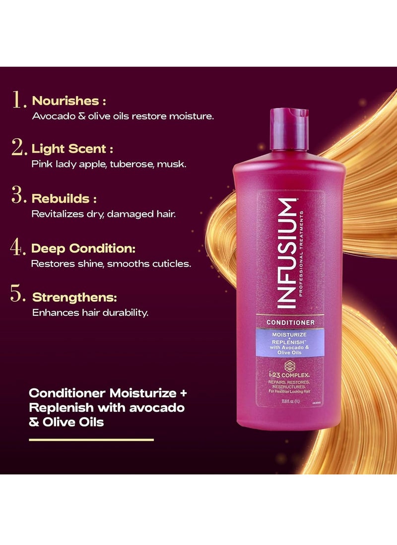Infusium - Infusium Moisturize and Replenish Conditioner - Hair Conditioner for Dry Hair - With Avocado and Olive Oils - Conditioner for Women - 33.8 oz - Image 1
