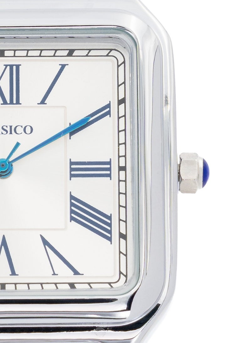 Clasico ساعة كواتز مينيمال – بني وفضي | قرص مربع | تصميم بسيط مع حزام سيليكون فاخر وقفل مغناطيسي – حركة كواتز من عيار Elite Y121 – تصميم مقاوم للماء - Image 3