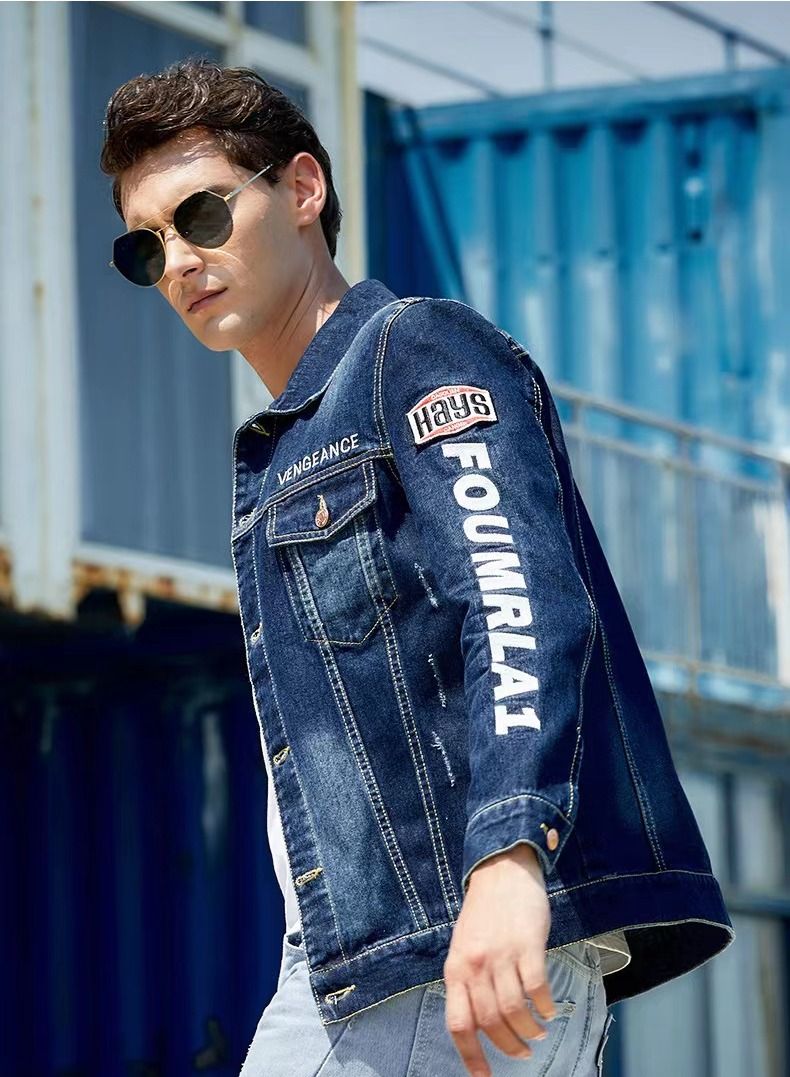 Loquat Spring And Autumn Men's Jacket Embroidered Denim Jacket  - Image 2