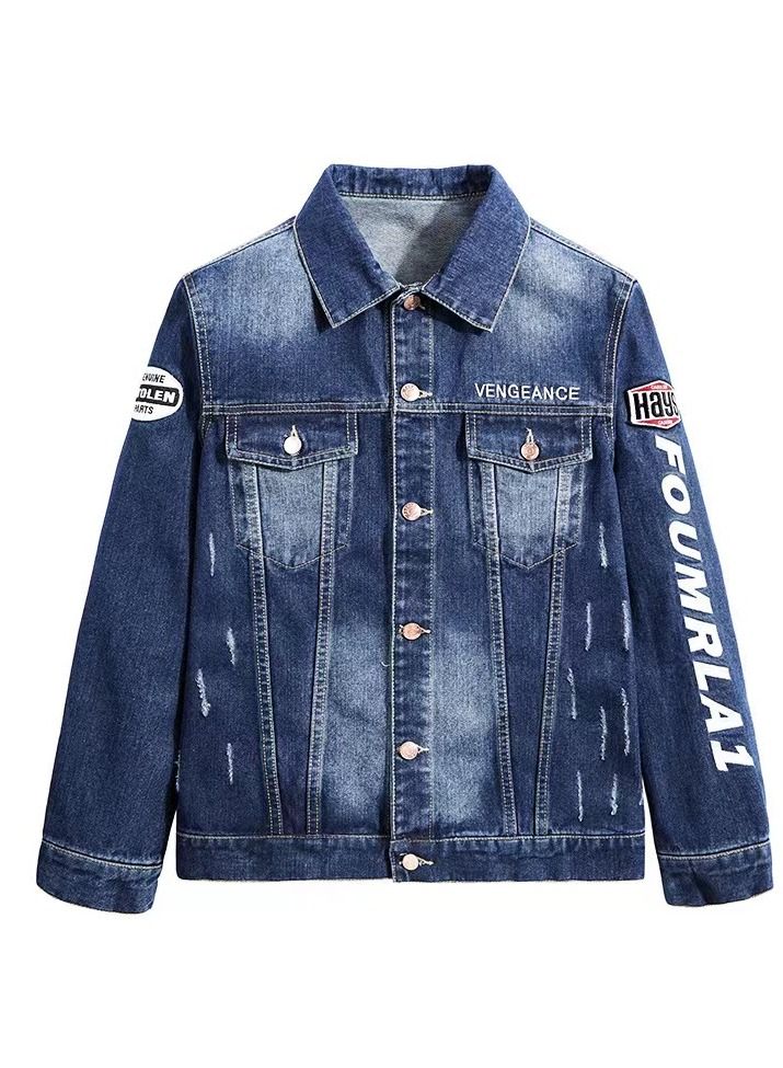 Loquat Spring And Autumn Men's Jacket Embroidered Denim Jacket  - Image 3