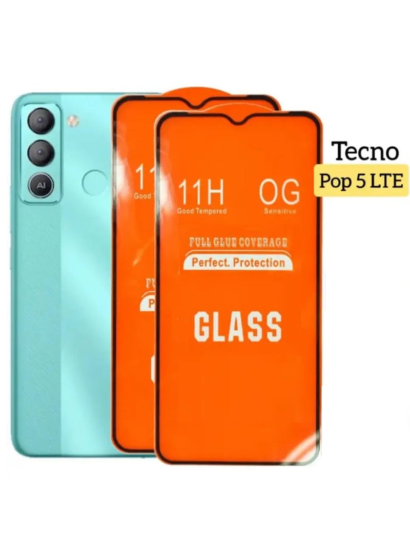 واقي شاشة زجاجي مقوى 9D ممتاز لهاتف Tecno Pop 5 Lite