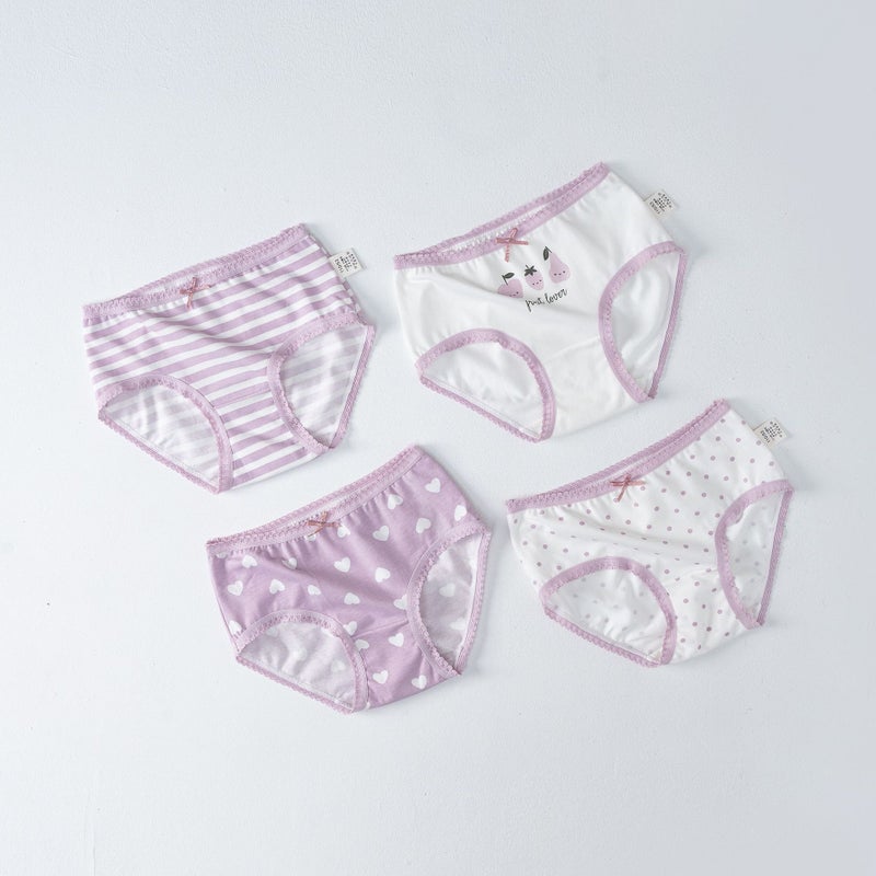 Girls Cotton Antibacterial Panties Summer Lace H792/purple stripe SJ253 
