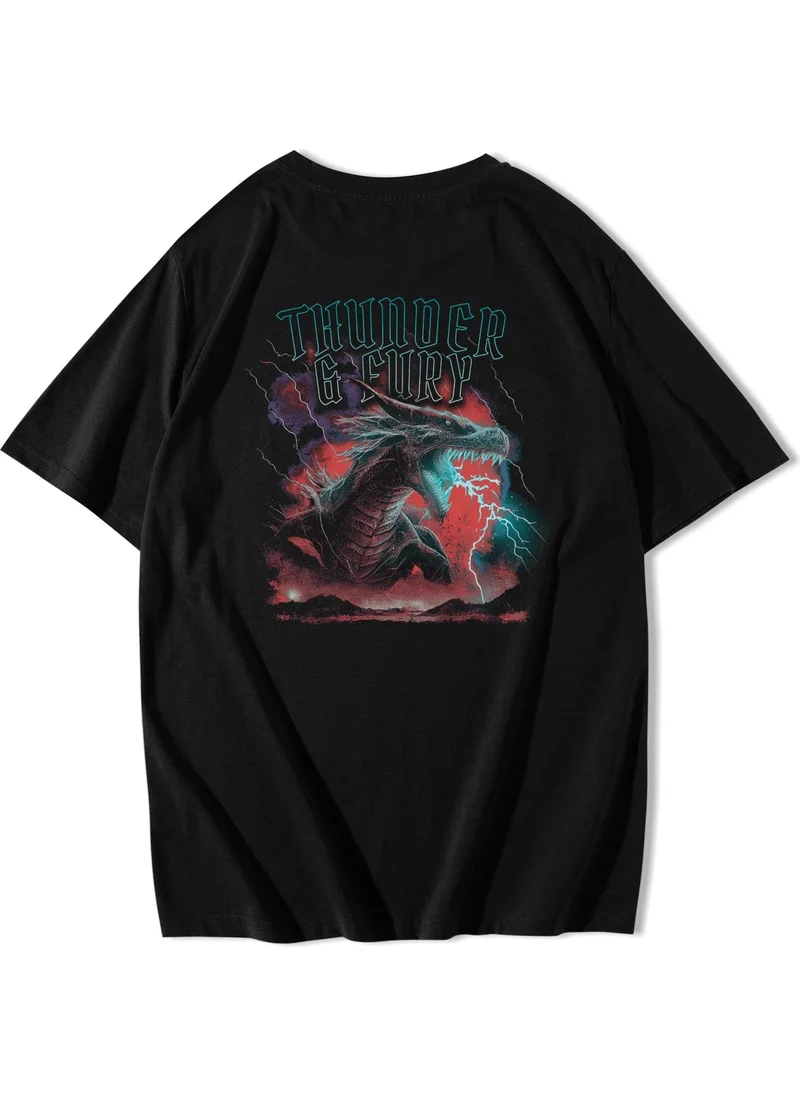 بي ار زد كولكشن Unisex Oversize Thunder And Dragon T-Shirt