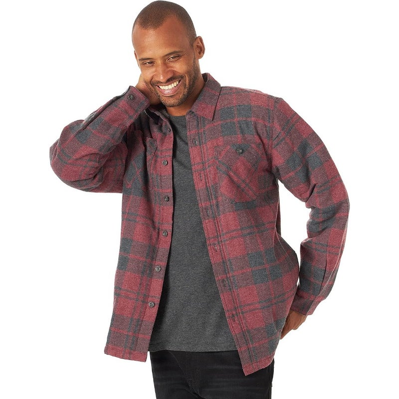 mens Long Sleeve Sherpa Lined Flannel Shirt Jacket Shirt - Image 1