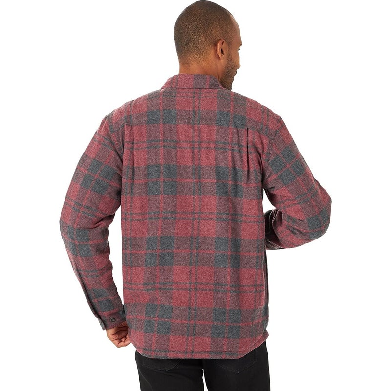 mens Long Sleeve Sherpa Lined Flannel Shirt Jacket Shirt - Image 5