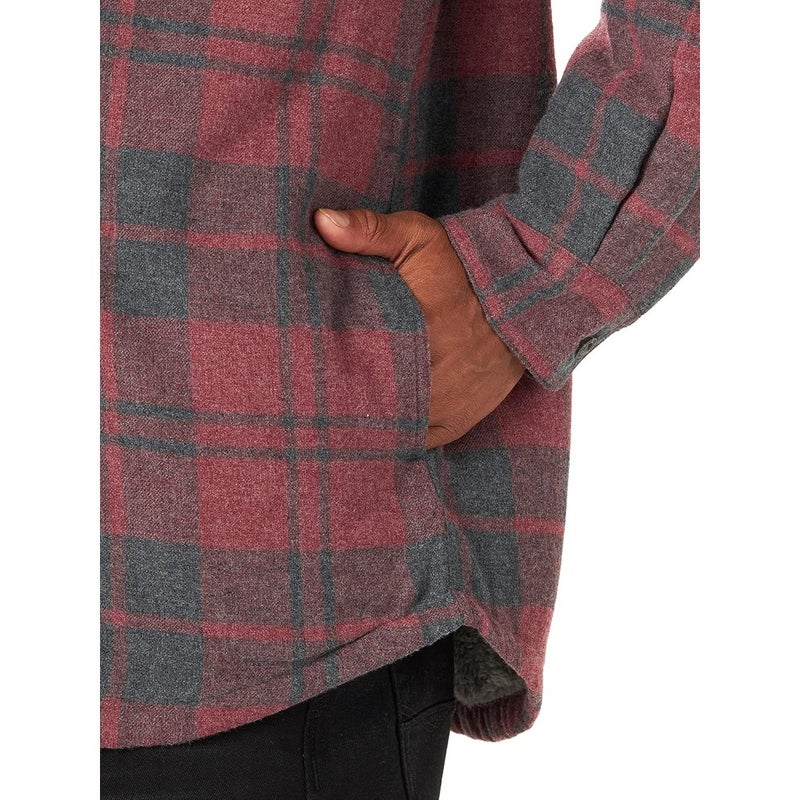 mens Long Sleeve Sherpa Lined Flannel Shirt Jacket Shirt - Image 4