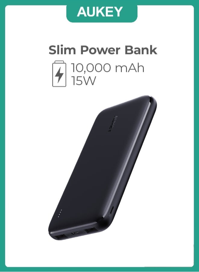 Aukey 10000 mAh Slim Power Bank 15W PB-N73 Black - Image 1