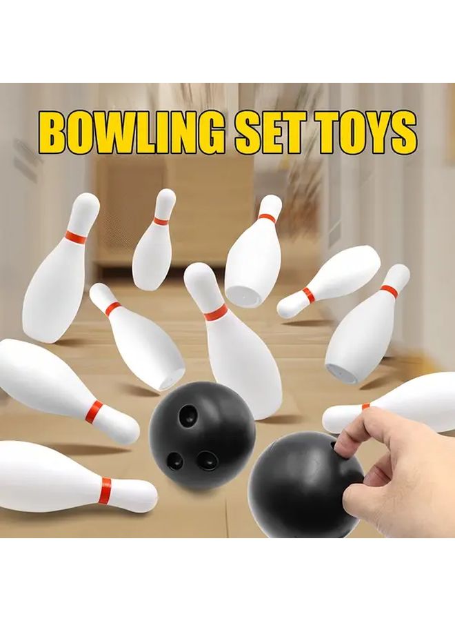 DJ905 Classic White Bowling Toy Set With 10 Pins 2 Balls For Kids Indoor Outdoor - Image 3
