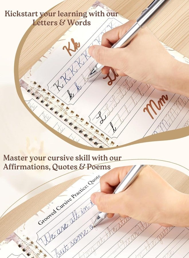 UNCLE EJ Grooved Cursive Handwriting Workbook Kit - Large Cursive Workbook for Kids 8-12 and Adults, Magic Reusable Grooved Handwriting Practice, Letters Words and Poetry, Gift Set, 9.8"x7" - Image 5