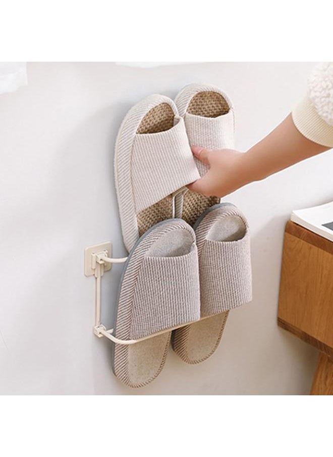 Foldable Slipper Rack Plastic Wall Mounted Shoe Shelf Hanging Slipper Organizer for Bathroom Dormitory