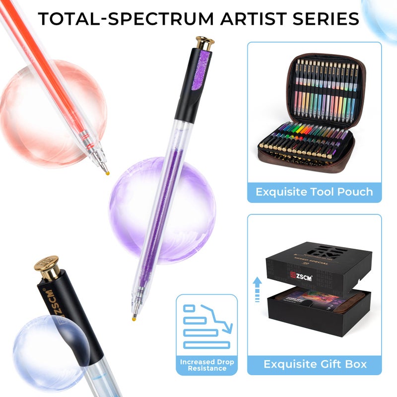 ZSCM Retractable Gel Pen For Adult Coloring, 100 Colors Large Capacity Multicolor Gel Ink Pens, 1 mm Fine Point Smooth Writing Color Pen for Adult Coloring Book Note Taking Aesthetic Art Supplies - Image 5
