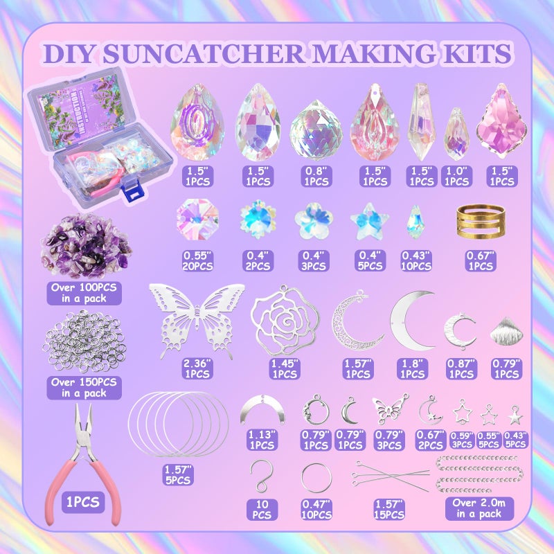 WASTROYAL DIY Suncatcher Kit 400pcs Sun Catchers Making Kit Supplies Art and Crafts for Adults With Tutorial Hanging Prism Sun Catcher with Crystals for Window Home Garden Festival Decor Gifts (Butterfly) - Image 2