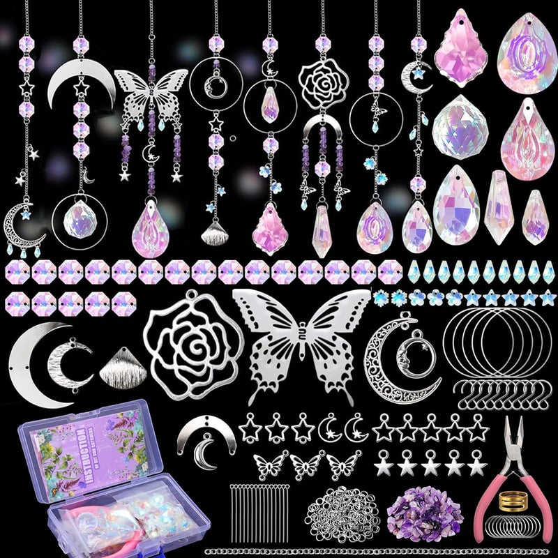 WASTROYAL DIY Suncatcher Kit 400pcs Sun Catchers Making Kit Supplies Art and Crafts for Adults With Tutorial Hanging Prism Sun Catcher with Crystals for Window Home Garden Festival Decor Gifts (Butterfly) - Image 1