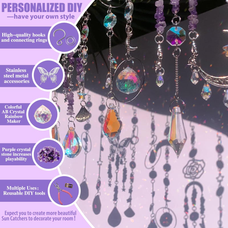 WASTROYAL DIY Suncatcher Kit 400pcs Sun Catchers Making Kit Supplies Art and Crafts for Adults With Tutorial Hanging Prism Sun Catcher with Crystals for Window Home Garden Festival Decor Gifts (Butterfly) - Image 3