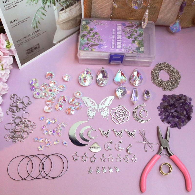WASTROYAL DIY Suncatcher Kit 400pcs Sun Catchers Making Kit Supplies Art and Crafts for Adults With Tutorial Hanging Prism Sun Catcher with Crystals for Window Home Garden Festival Decor Gifts (Butterfly) - Image 5