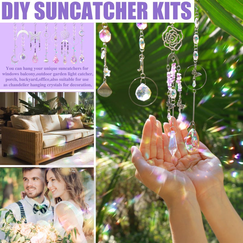 WASTROYAL DIY Suncatcher Kit 400pcs Sun Catchers Making Kit Supplies Art and Crafts for Adults With Tutorial Hanging Prism Sun Catcher with Crystals for Window Home Garden Festival Decor Gifts (Butterfly) - Image 4