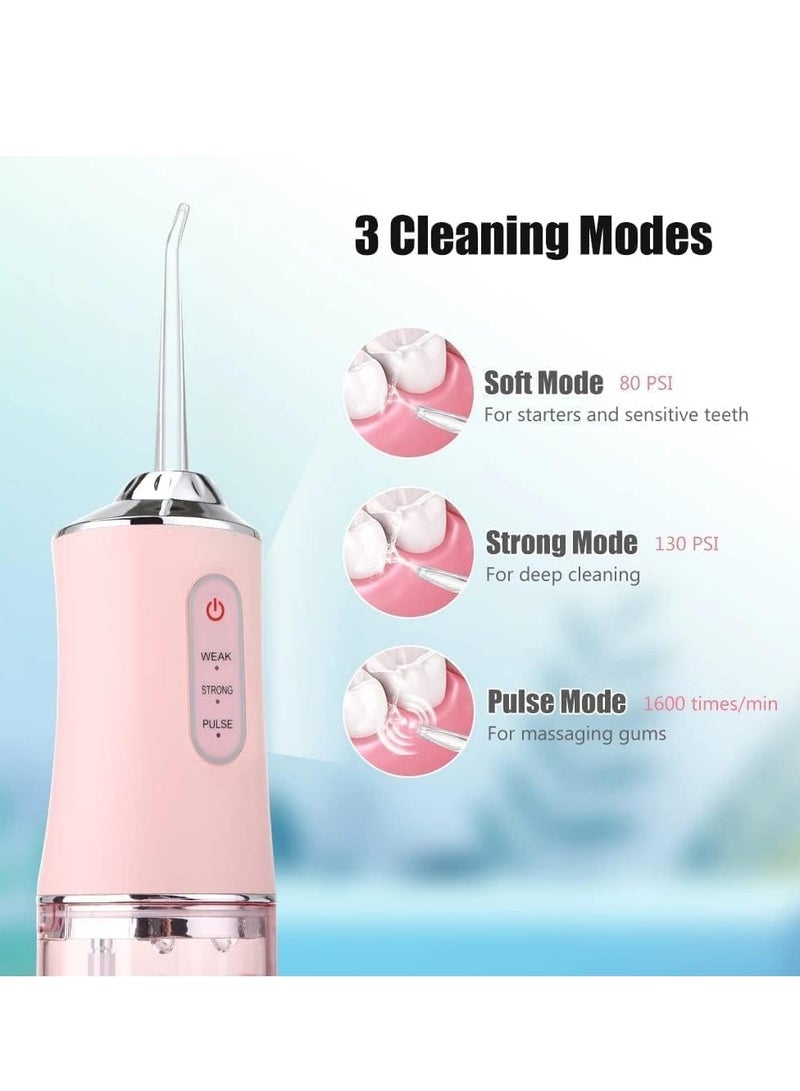 ELTRAZONE Water Flosser Dental Oral Irrigator, Portable Rechargeable Teeth Cleaner with 3 Cleaning Modes and 4 Jet Tips, 220ml Large Water Tank, Waterproof Design, Electric Dental Water Jet Pick for Teeth Whitening & Gum Care at Home or Travel  - Image 3